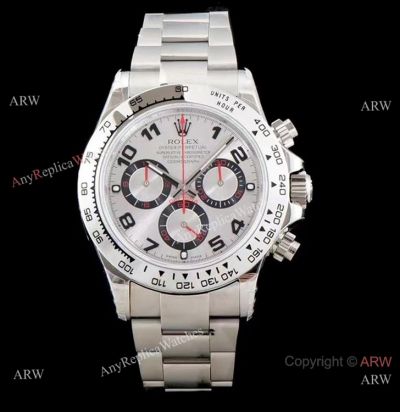 JH Factory Swiss 4130 Rolex Daytona Watch Silver Arabic Stainless Steel